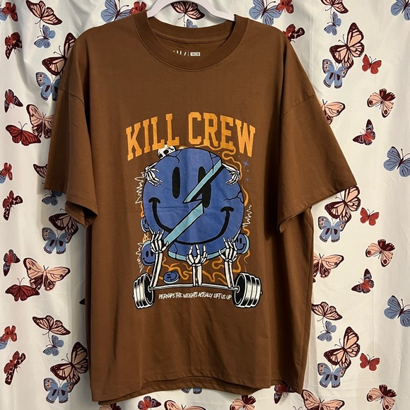 Kill Crew Tops - OVERSIZED "WEIGHTS LIFT US UP" T-SHIRT